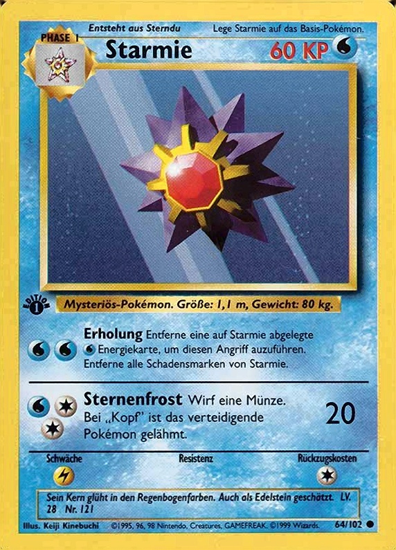 1999 Pokemon German  Starmie #64 TCG Card