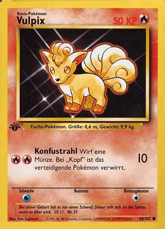 1999 Pokemon German  Vulpix #68 TCG Card