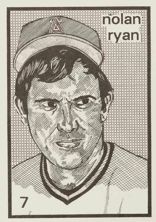 1984 O'Connell & Son Ink Mini Prints Nolan Ryan #7 Baseball Card