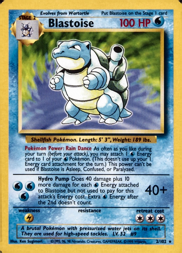 1999 Pokemon Game Blastoise #2 TCG Card