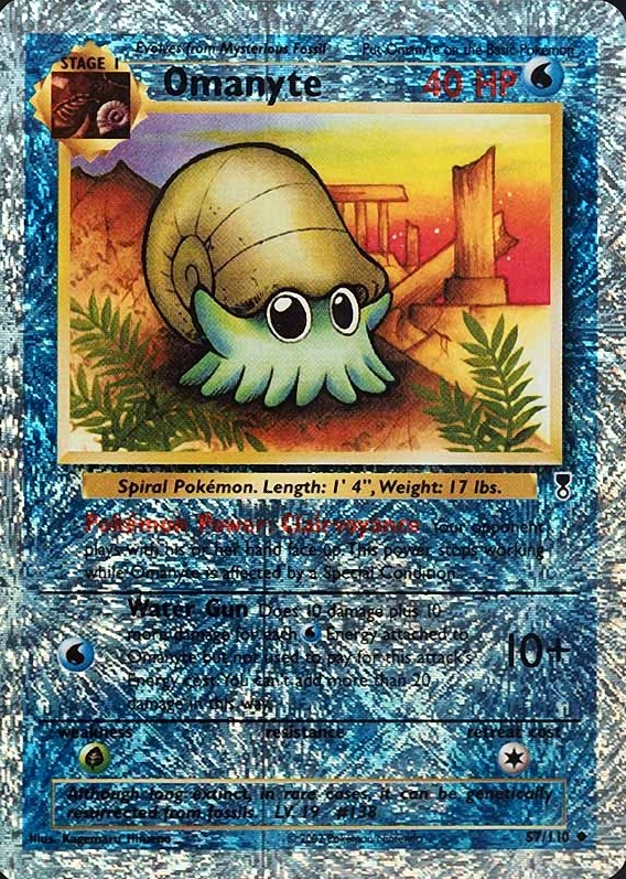 2002 Pokemon Legendary Collection  Omanyte-Reverse Foil #57 TCG Card