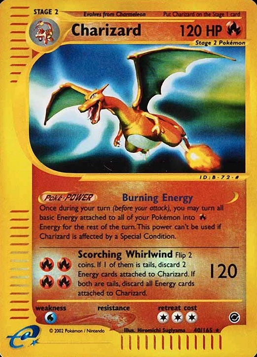 2002 Pokemon Expedition Charizard-Reverse Foil #40 TCG Card