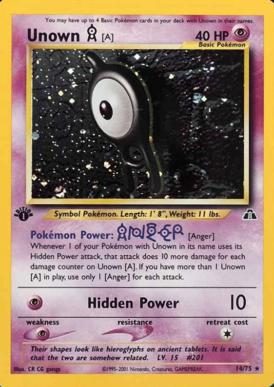 2001 Pokemon Neo Discovery Unown A-Holo #14 TCG Card