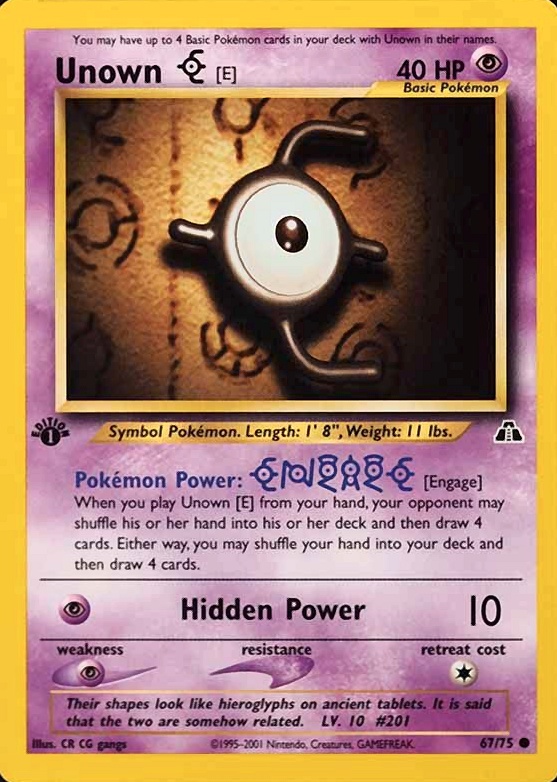 2001 Pokemon Neo Discovery Unown E #67 TCG Card