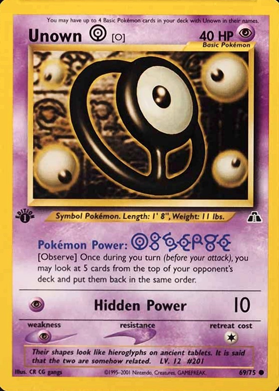 2001 Pokemon Neo Discovery Unown O #69 TCG Card