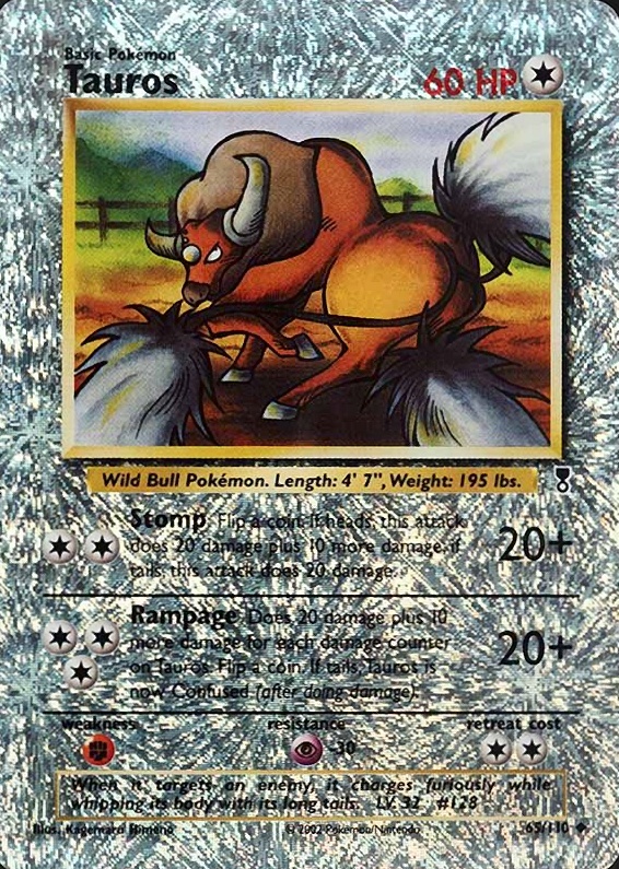 2002 Pokemon Legendary Collection  Tauros-Reverse Foil #65 TCG Card