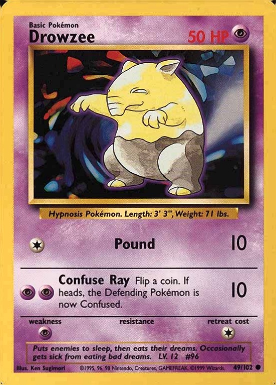 1999 Pokemon Game Drowzee #49 TCG Card