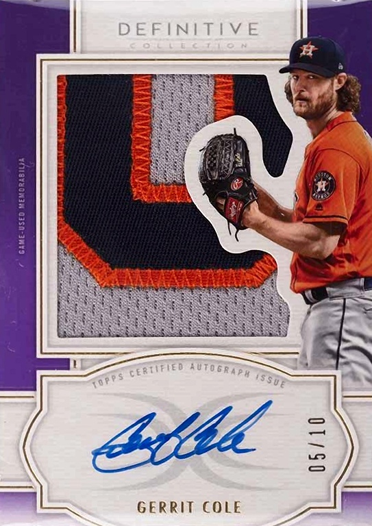 2020 Topps Definitive Collection Autograph Relic Collection  Gerrit Cole #ARCGC Baseball Card