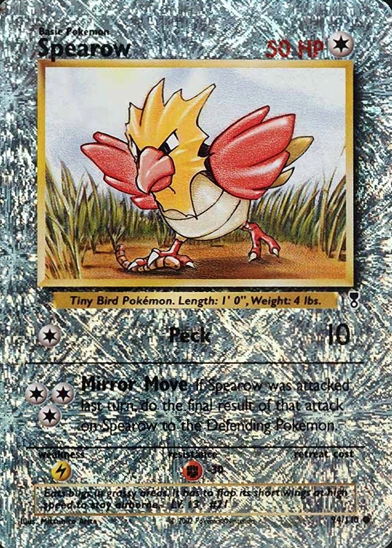 2002 Pokemon Legendary Collection  Spearow-Reverse Foil #94 TCG Card