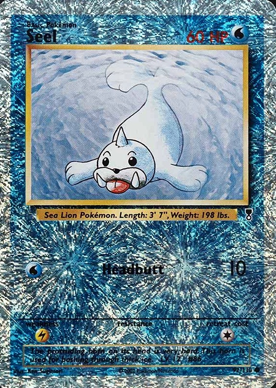 2002 Pokemon Legendary Collection  Seel-Reverse Foil #92 TCG Card