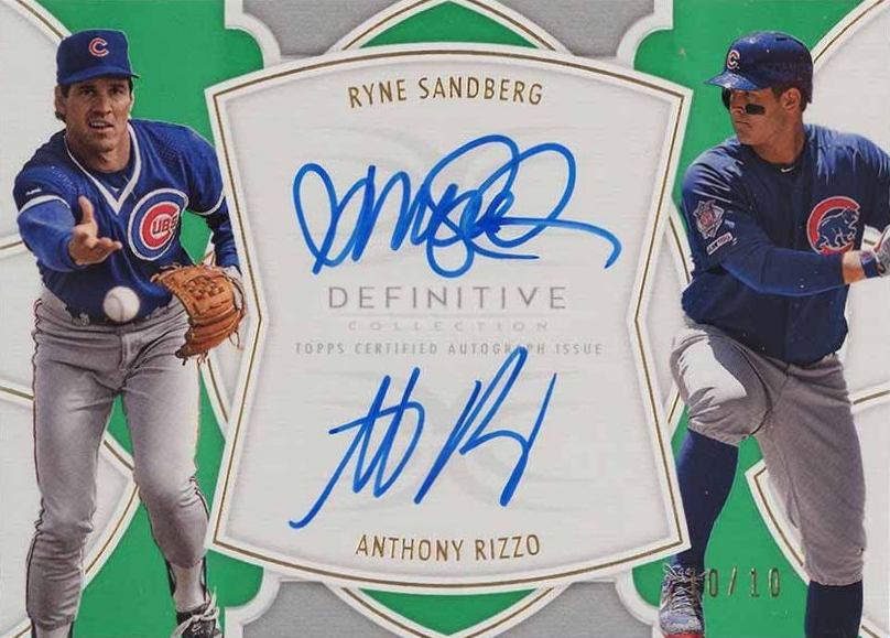 2020 Topps Definitive Collection Dual Autograph Collection Anthony Rizzo/Ryne Sandberg #SR Baseball Card