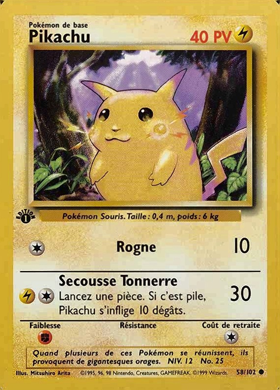 1999 Pokemon French Pikachu #58 TCG Card