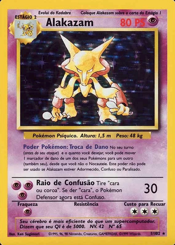 1999 Pokemon Portuguese Alakazam-Holo #1 TCG Card