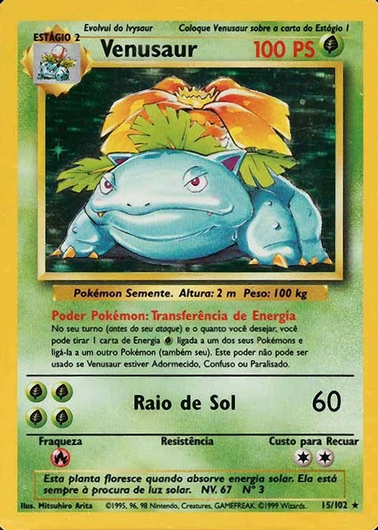 1999 Pokemon Portuguese Venusaur-Holo #15 TCG Card