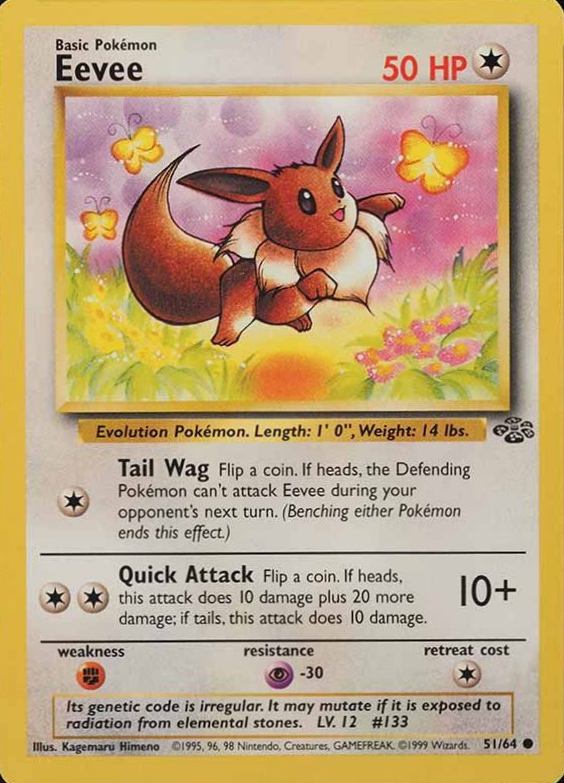 1999 Pokemon Jungle Eevee #51 TCG Card