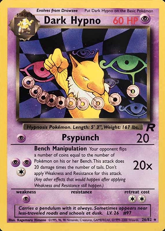 2000 Pokemon Rocket Dark Hypno #26 TCG Card
