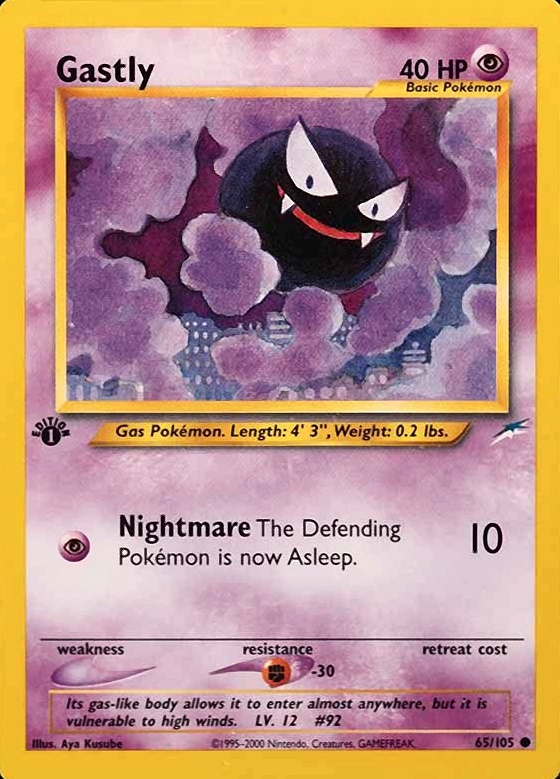 2002 Pokemon Neo Destiny  Gastly #65 TCG Card
