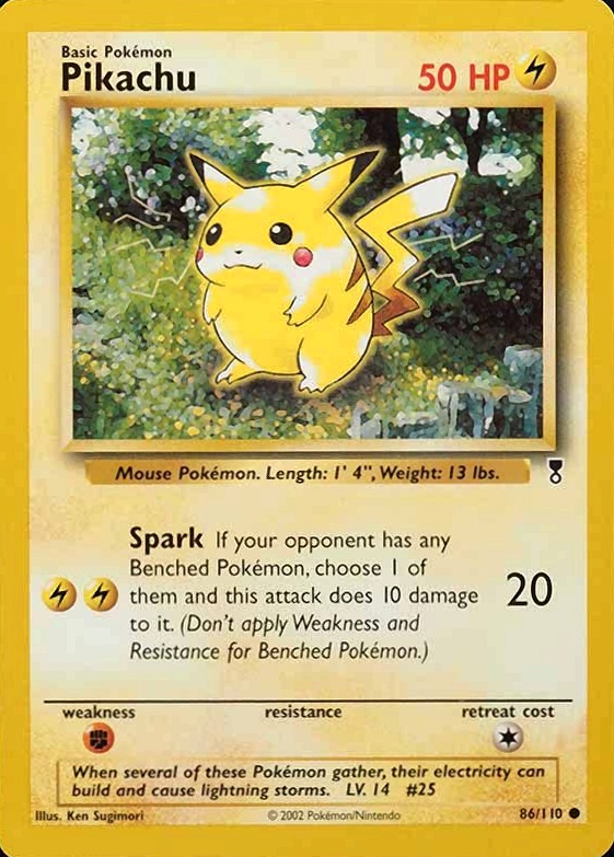 2002 Pokemon Legendary Collection  Pikachu #86 TCG Card