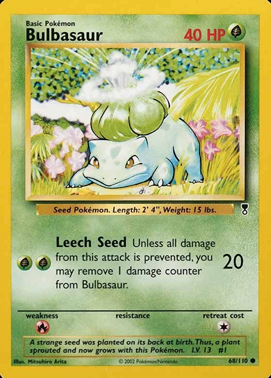 2002 Pokemon Legendary Collection  Bulbasaur #68 TCG Card