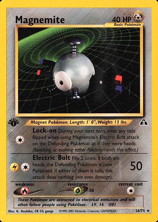 2001 Pokemon Neo Discovery Magnemite-Holo #26 TCG Card