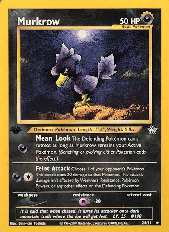 2000 Pokemon Neo Genesis 1st Edition Murkrow #24 TCG Card