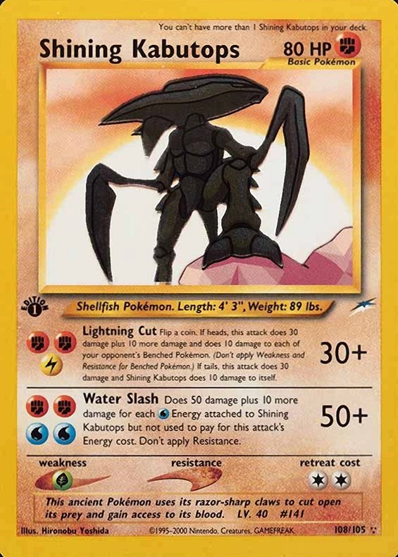 2002 Pokemon Neo Destiny  Shining Kabutops #108 TCG Card
