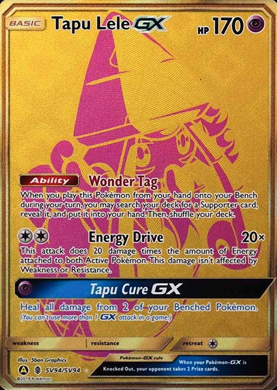 2019 Pokemon Sun & Moon Hidden Fates Full Art/Tapu Lele GX #SV94 TCG Card