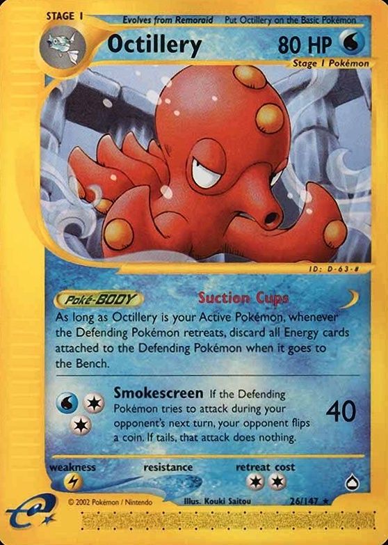 2003 Pokemon Aquapolis Octillery #26 TCG Card