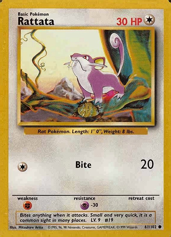 1999 Pokemon Game Rattata #61 TCG Card