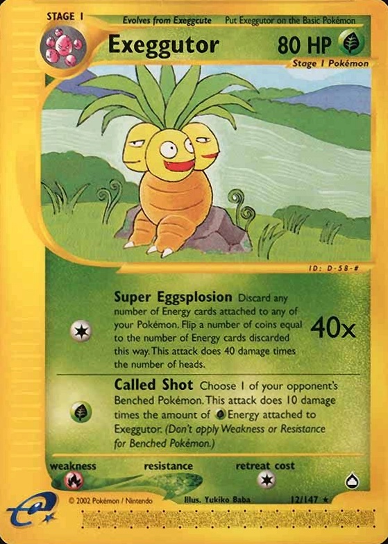 2003 Pokemon Aquapolis Exeggutor #12 TCG Card
