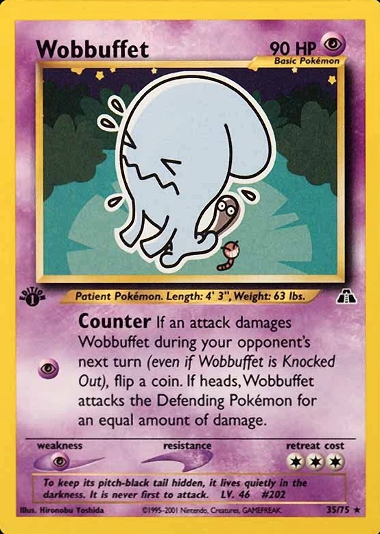2001 Pokemon Neo Discovery Wobbuffet #35 TCG Card