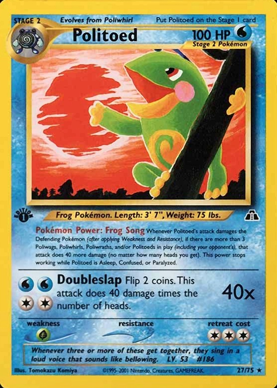 2001 Pokemon Neo Discovery Politoed #27 TCG Card