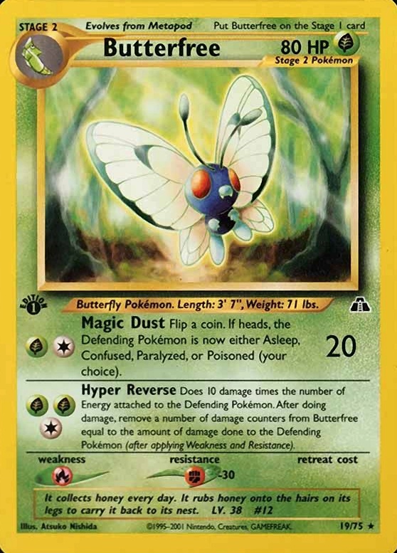 2001 Pokemon Neo Discovery Butterfree #19 TCG Card