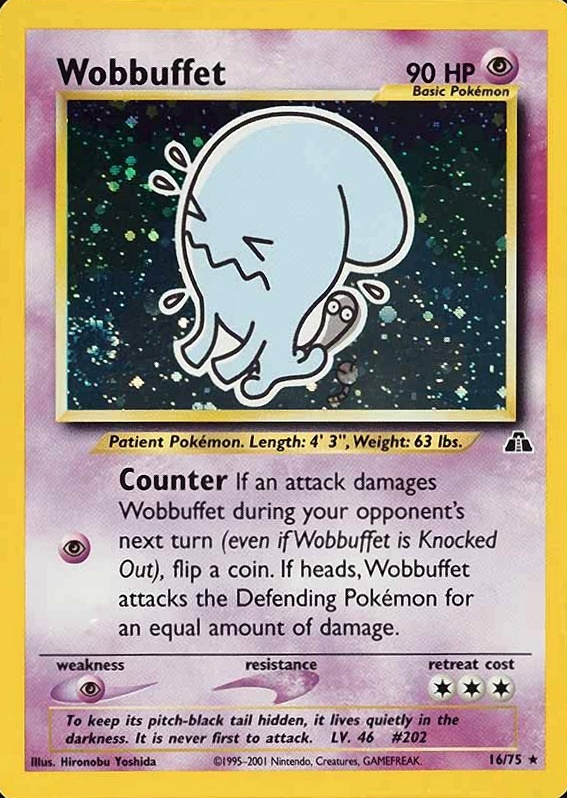 2001 Pokemon Neo Discovery Wobbuffet-Holo #16 TCG Card