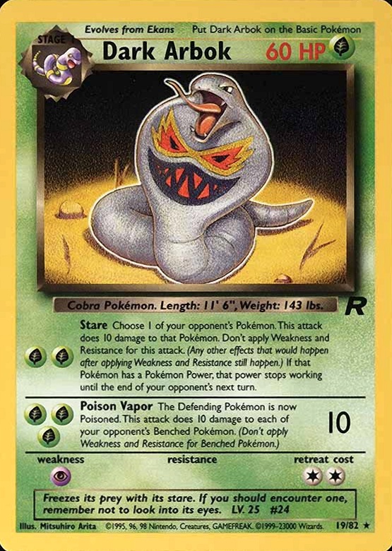 2000 Pokemon Rocket Dark Arbok #19 TCG Card