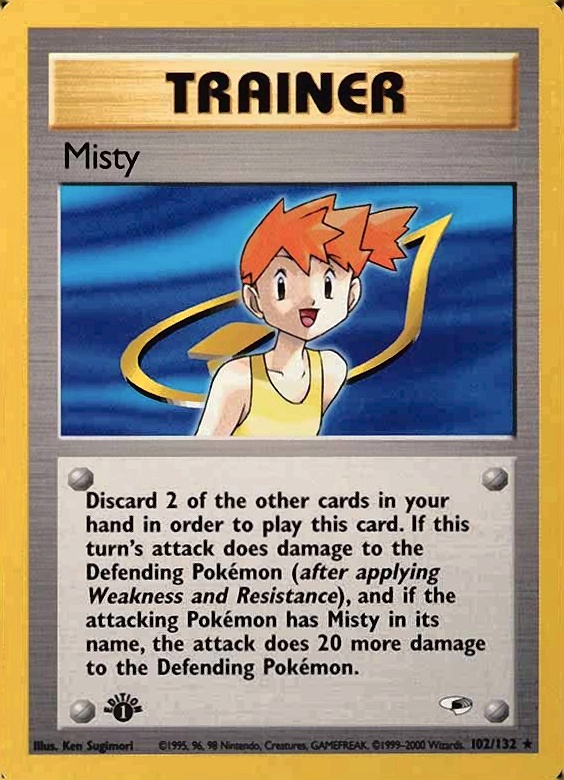 2000 Pokemon Gym Heroes  Misty #102 TCG Card