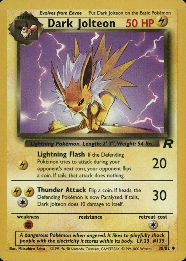 2000 Pokemon Rocket Dark Jolteon #38 TCG Card