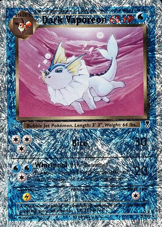 2002 Pokemon Legendary Collection  Dark Vaporeon-Reverse Foil #9 TCG Card