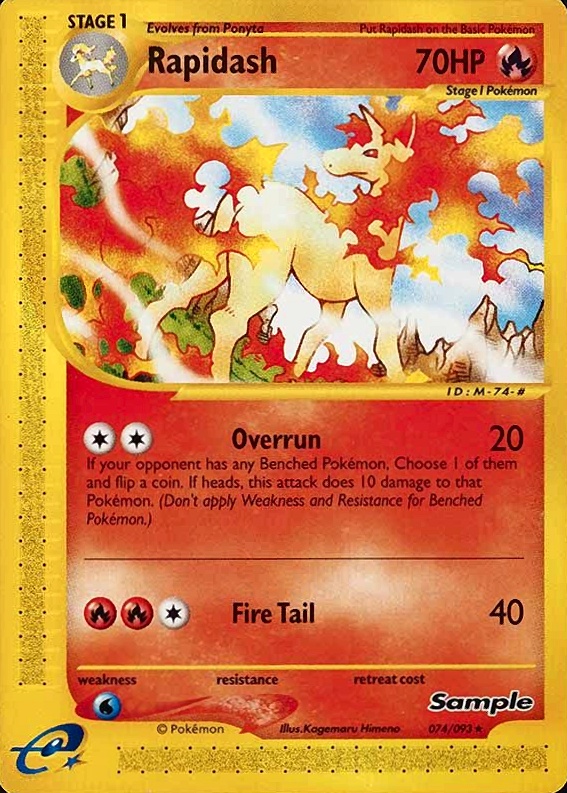 2002 Pokemon E-Card Sample Rapidash #74 TCG Card