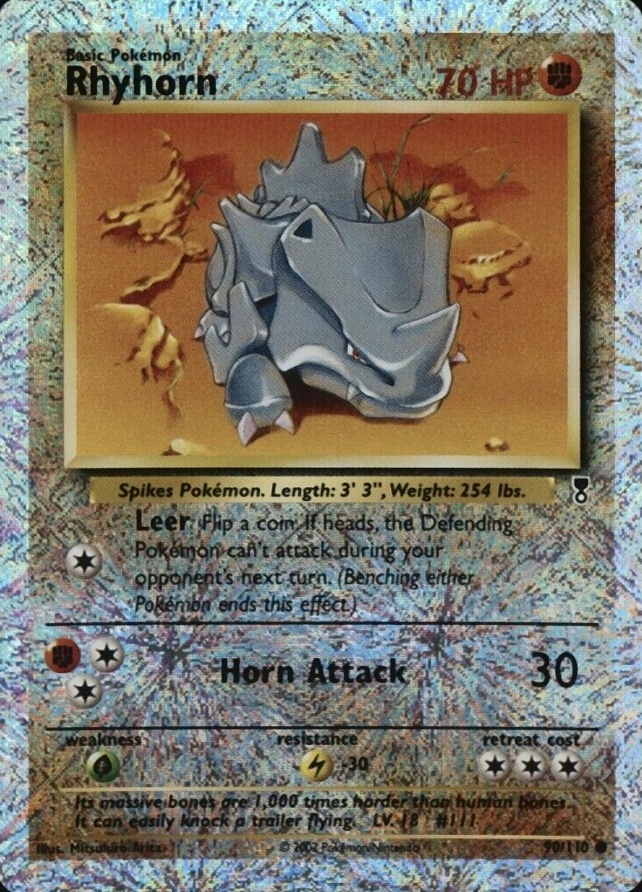 2002 Pokemon Legendary Collection  Rhyhorn-Reverse Foil #90 TCG Card