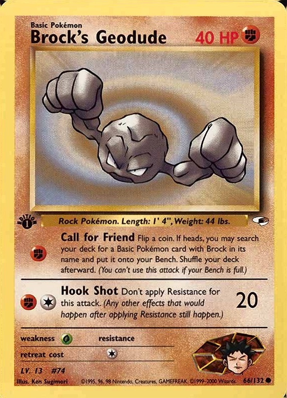 2000 Pokemon Gym Heroes  Brock's Geodude #66 TCG Card
