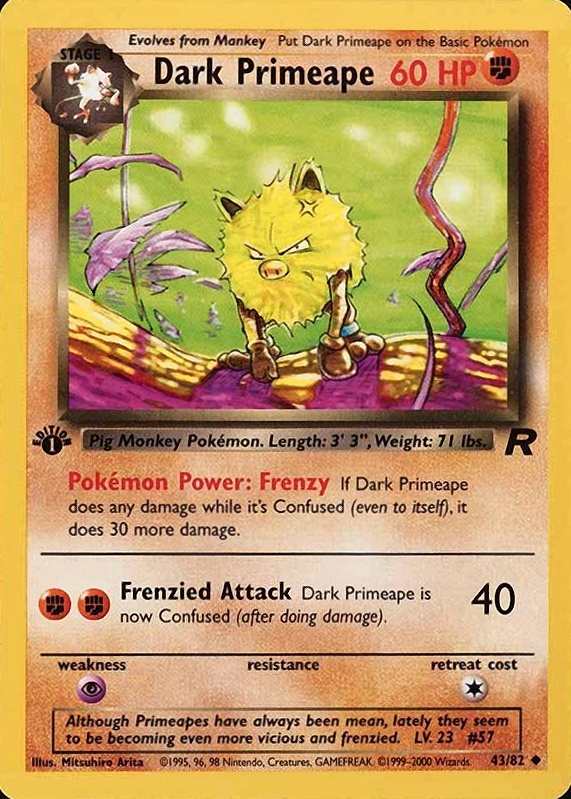 2000 Pokemon Rocket Dark Primeape #43 TCG Card