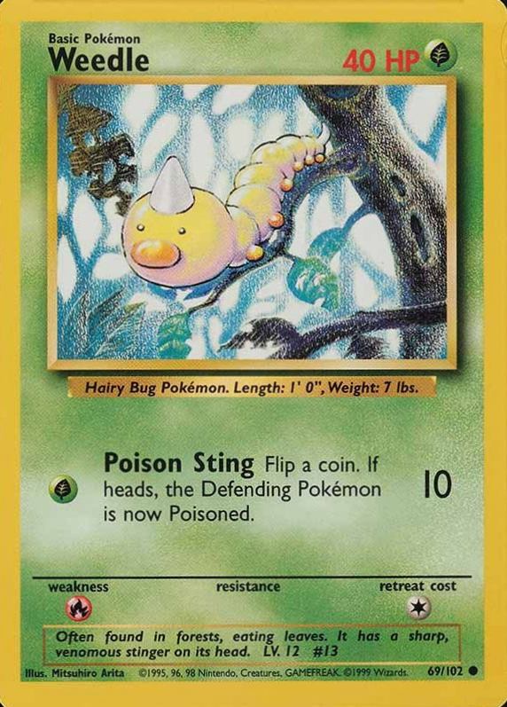 1999 Pokemon Game Weedle #69 TCG Card