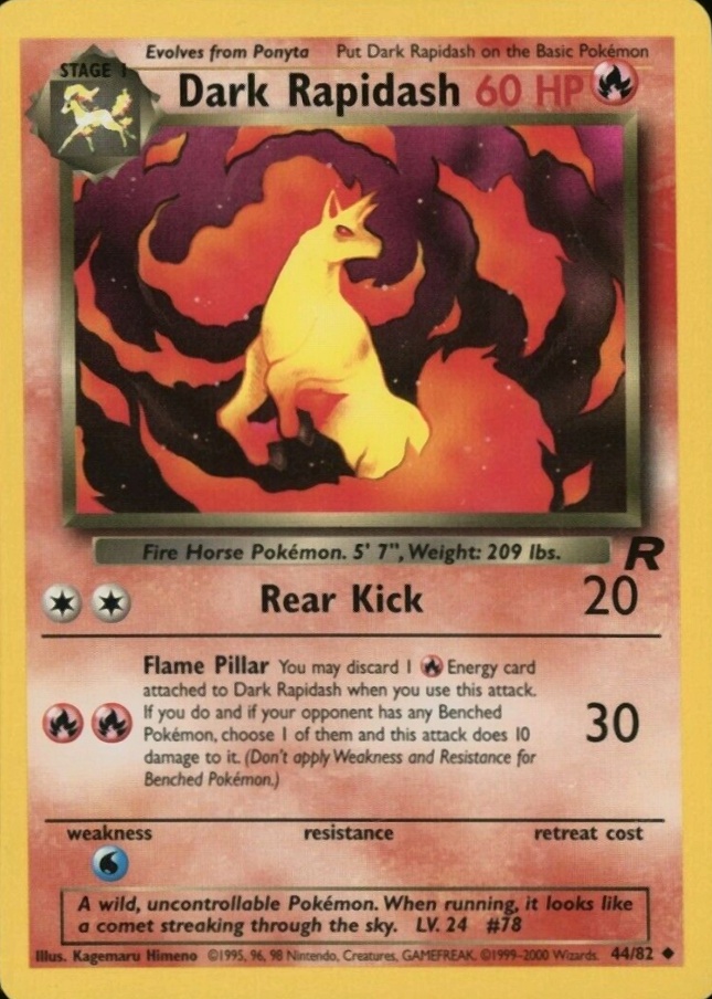 2000 Pokemon Rocket Dark Rapidash #44 TCG Card