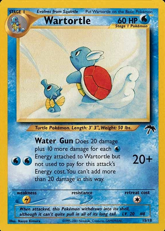 2001 Pokemon Southern Islands Promo Wartortle #15 TCG Card