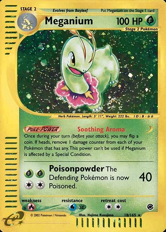 2002 Pokemon Expedition Meganium-Holo #18 TCG Card