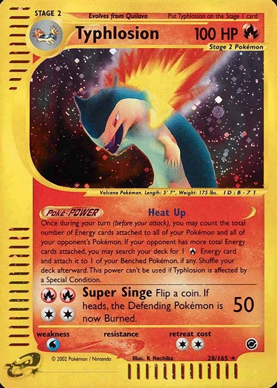 2002 Pokemon Expedition Typhlosion-Holo #28 TCG Card