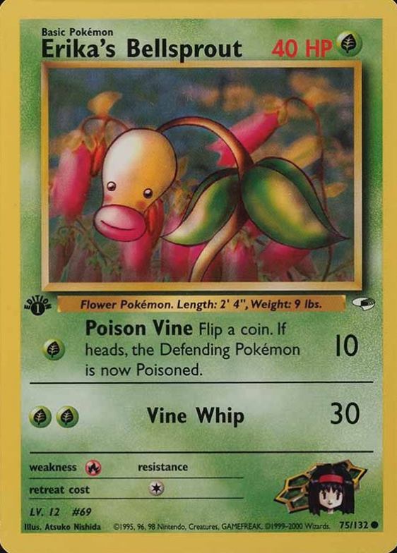 2000 Pokemon Gym Heroes  Erika's Bellsprout #75 TCG Card