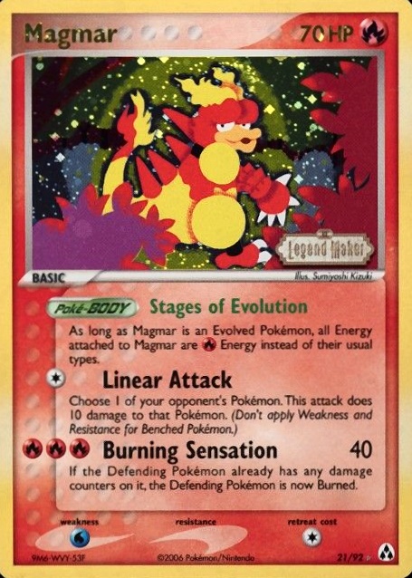 2006 Pokemon EX Legend Maker Magmar-Reverse Foil #21 TCG Card