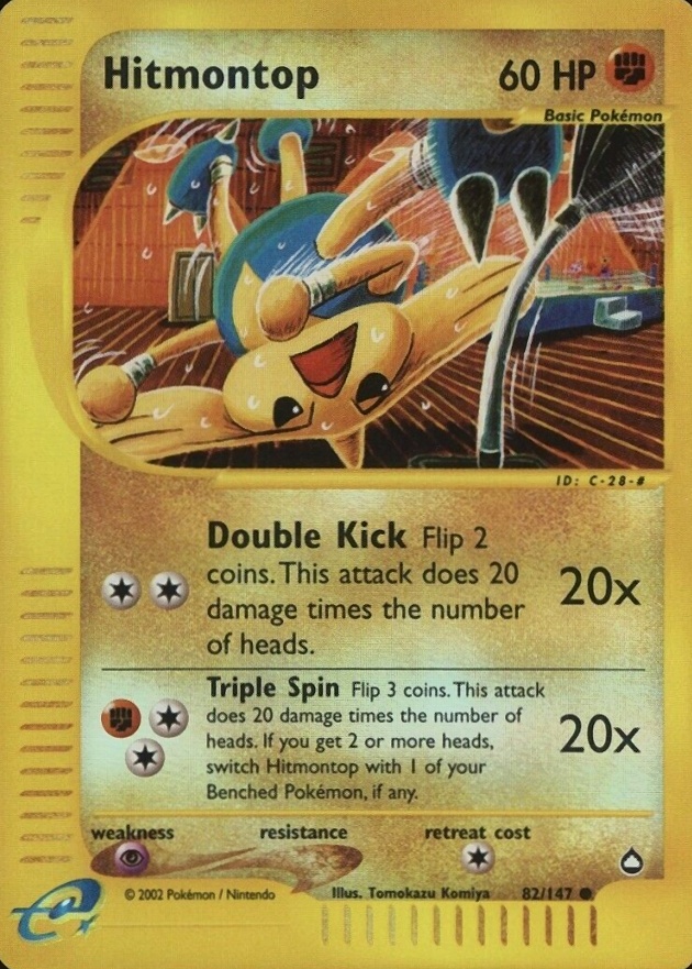 2003 Pokemon Aquapolis Hitmontop-Reverse Foil #82 TCG Card